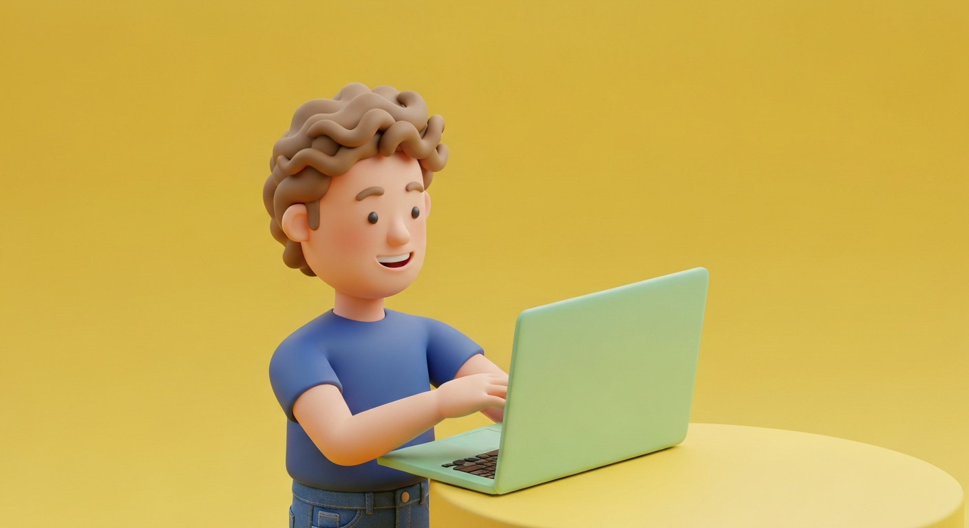 A man happily closing his laptop, ready to enjoy the weekend