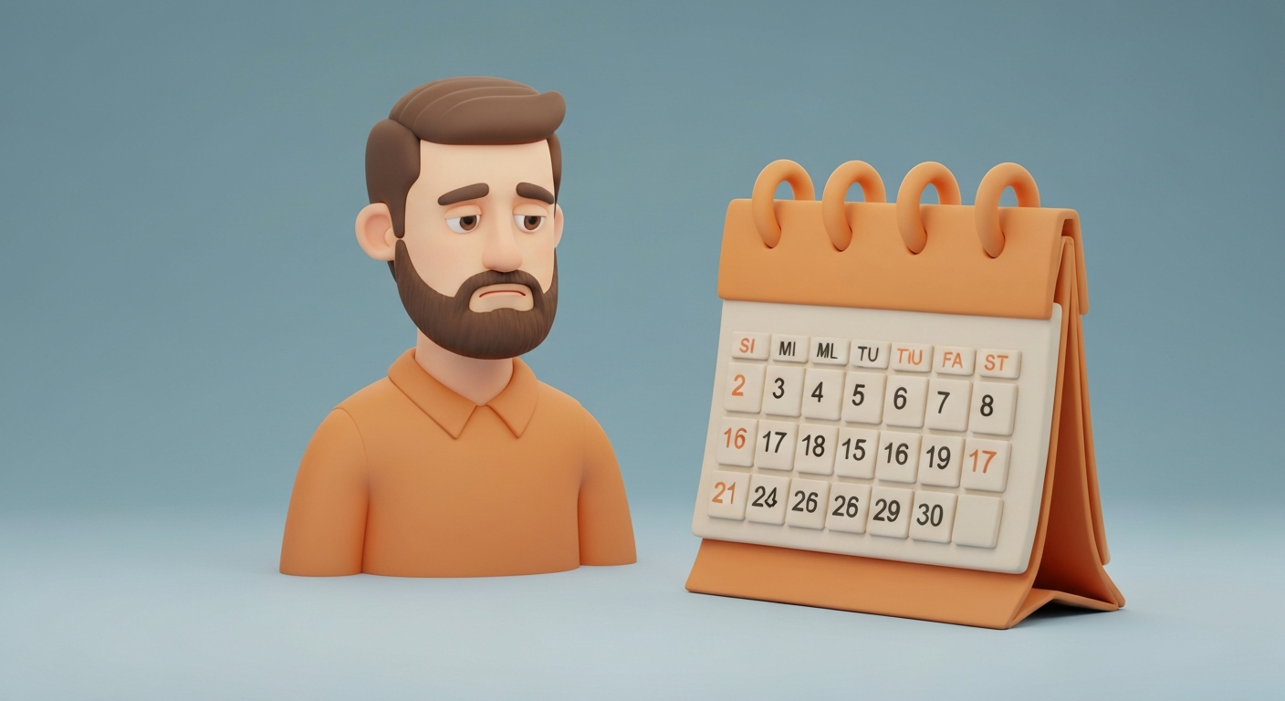 A man sadly staring at the calendar