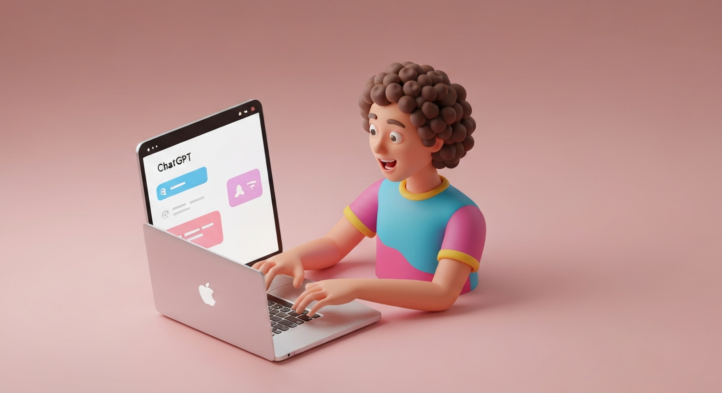 A person using ChatGPT on a laptop to quickly gather information.