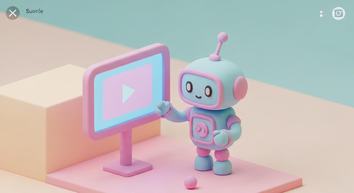 Cute 3D clay style, a robot watching a video , taking notes, pastel colors