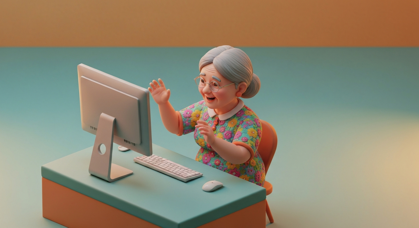 A stressed person sitting in front of a computer, editing a video.