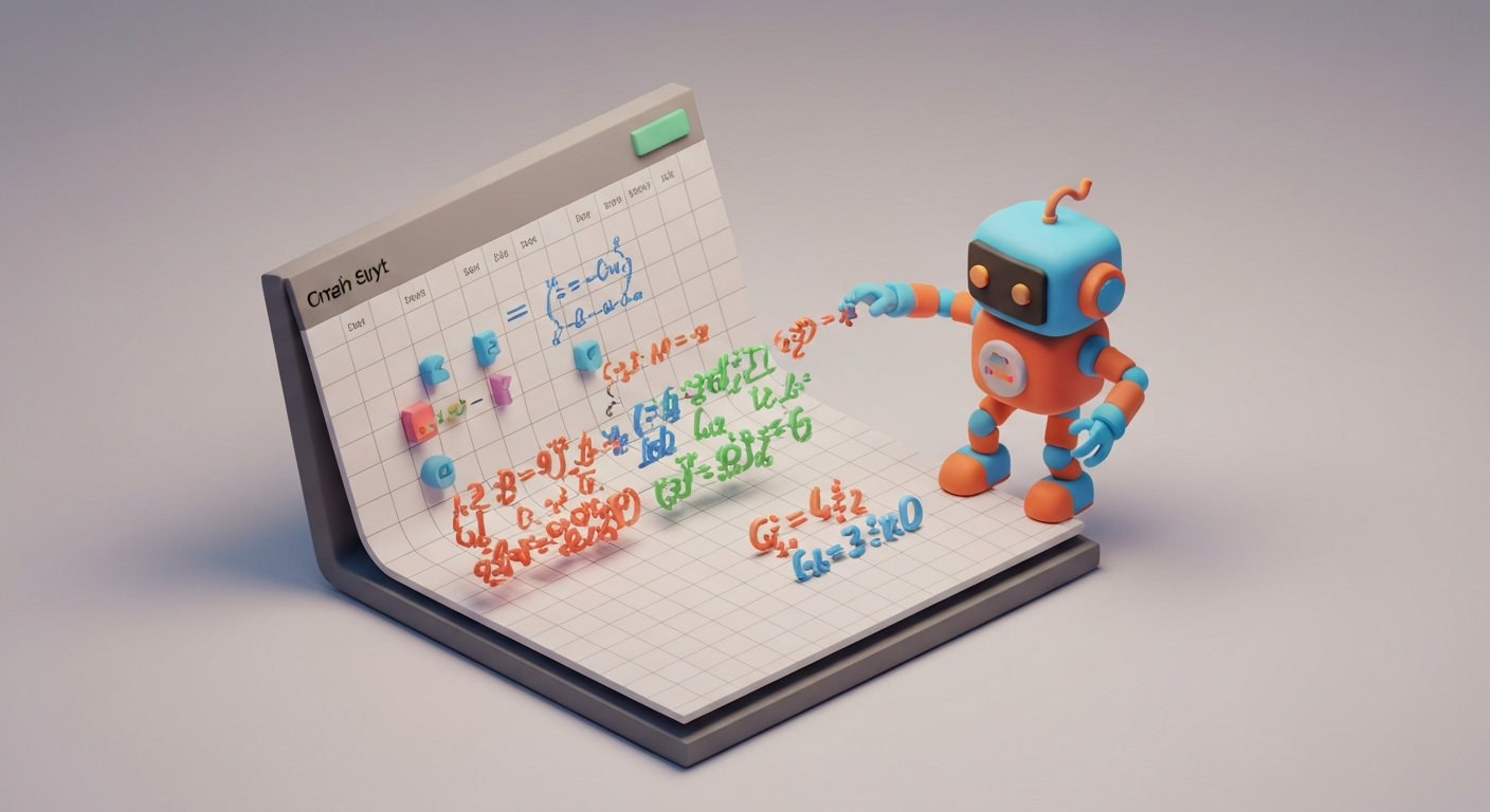 A spreadsheet with complex formulas being generated by a robot