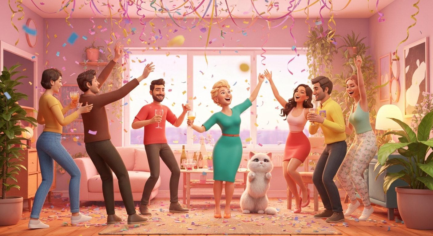 A happy father , child watching a fun, animated video they created together on a tablet, pastel colors