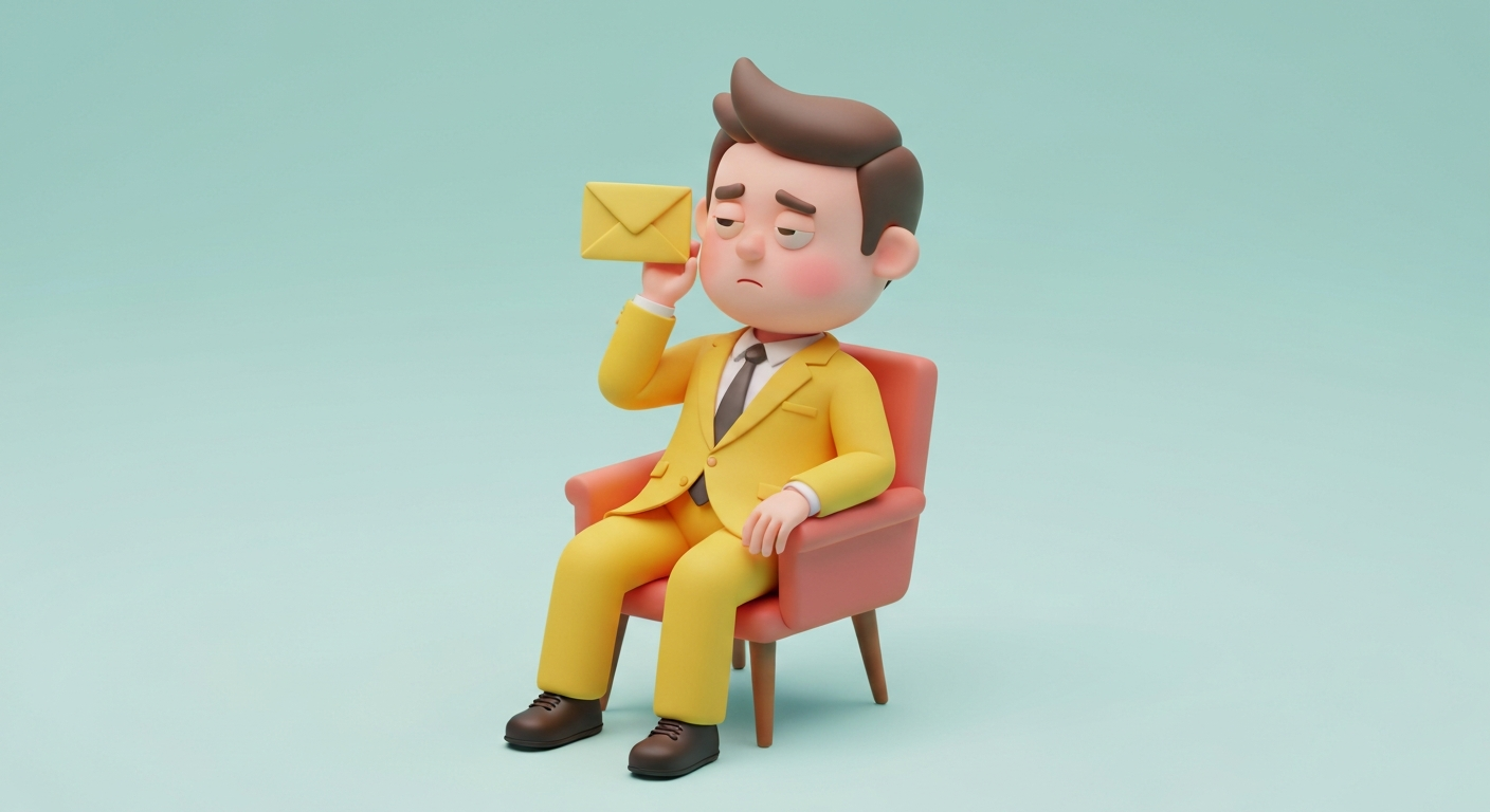 A businessman is tired of receiving too many emails.