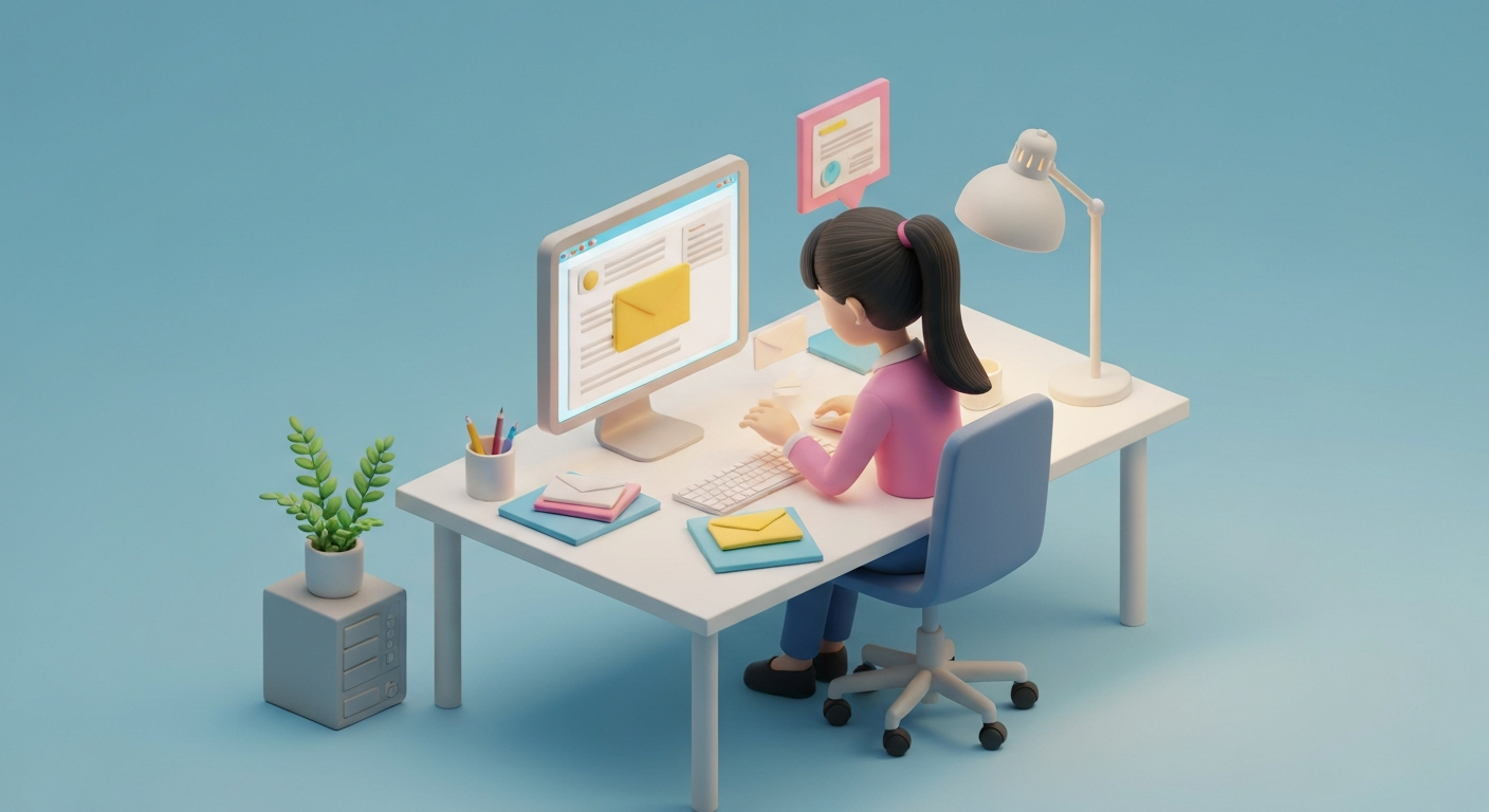 A busy office worker overwhelmed by emails at their computer