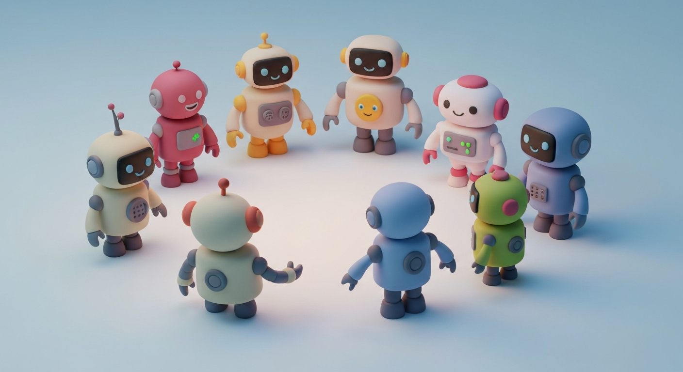 a group of robots having a meeting