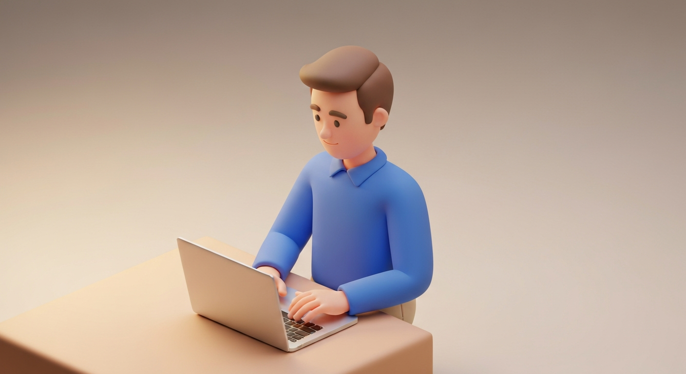 Man happily working on a laptop